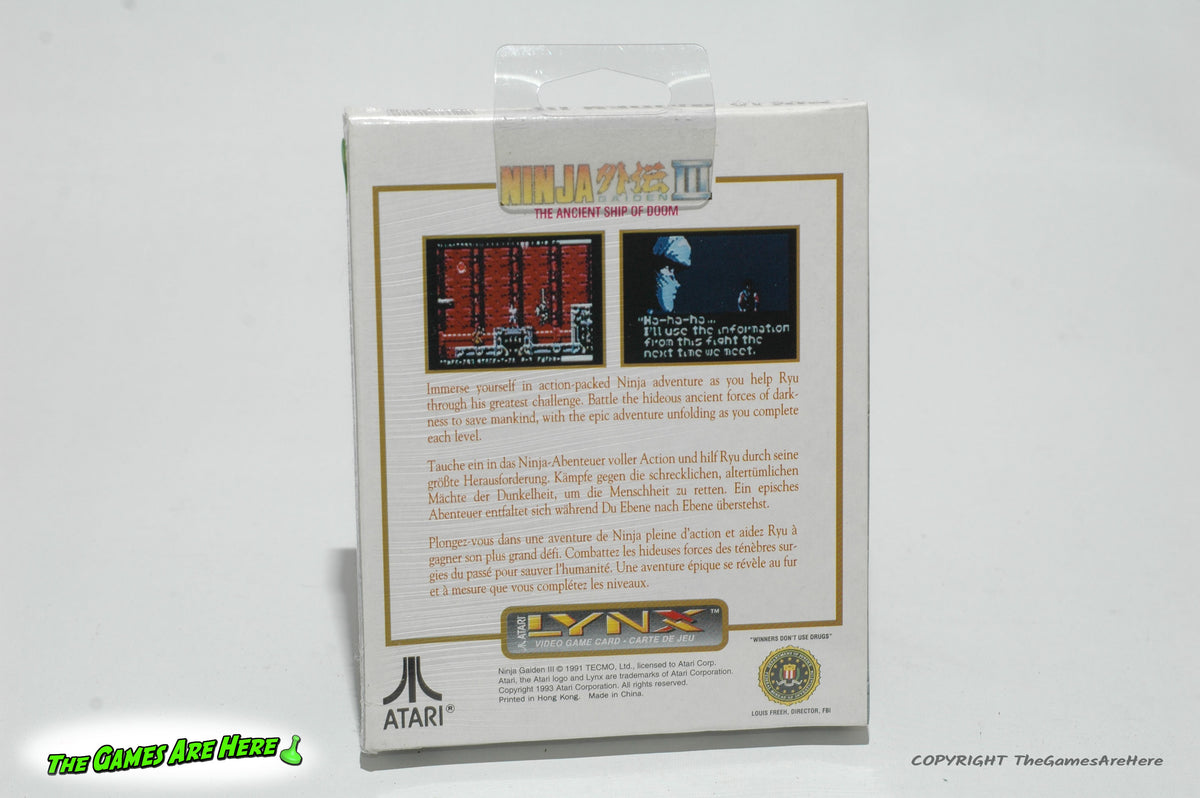 Ninja Gaiden III the Ancient Ship of Doom - Atari Lynx, Tecmo 1993