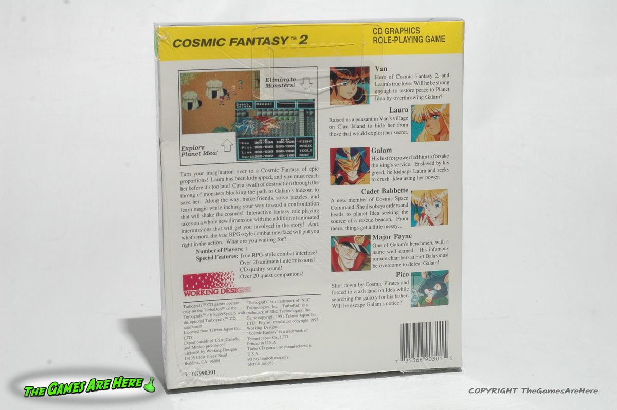 Cosmic Fantasy 2 TurboGrafx 16 CD Video Game - Working Designs