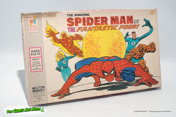 Spider Man with the Fantastic Four Board Game - Milton Bradley 1977 w Wear