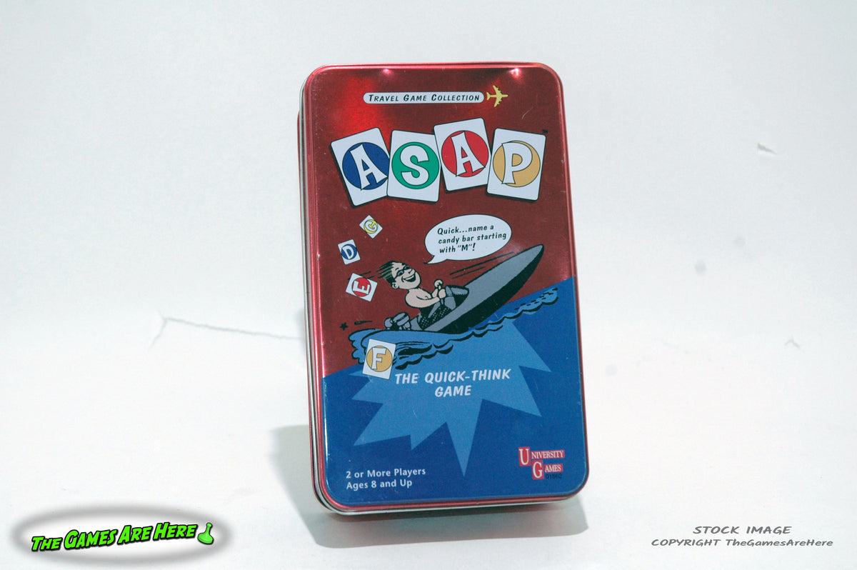 Asap Card Game ASAP Quick Thinking Word Game Travel Edition - University Games 2003 ...