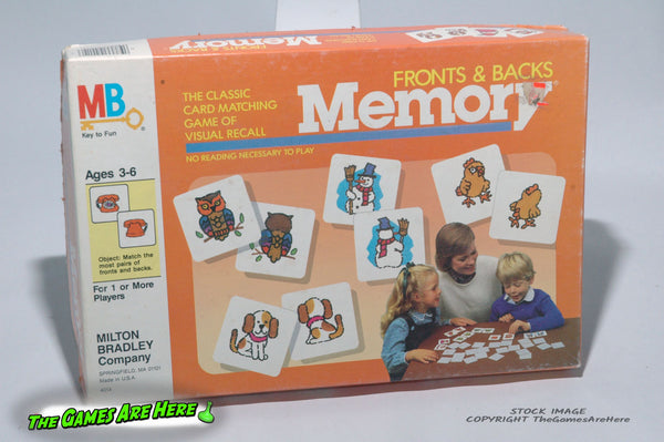 Fronts and Backs Memory Matching Game - Milton Bradley 1986