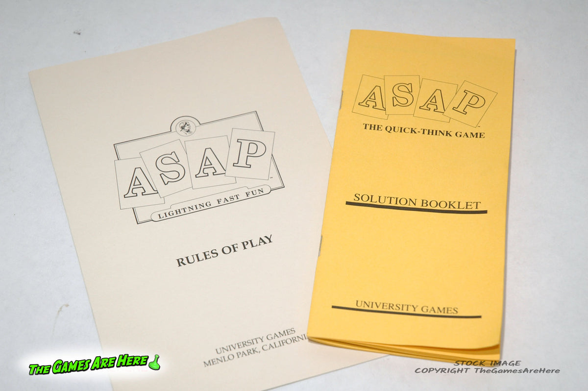 ASAP Quick Thinking Game - University Games 1989 w New Pawns – The ...