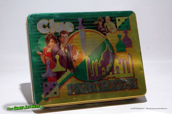 Clue \ Parcheesi Twin Play Games - Milton Bradley 2001 in Tin