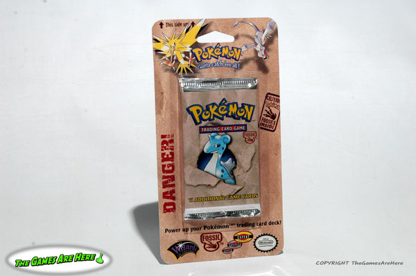 Pokemon Trading Card Game Fossil Booster Pack on Card w Lapras Art - W The Games Are Here Pokemon Trading Card Game Fossil Booster Pack on Card w Lapras Art - W The Games Are Here
